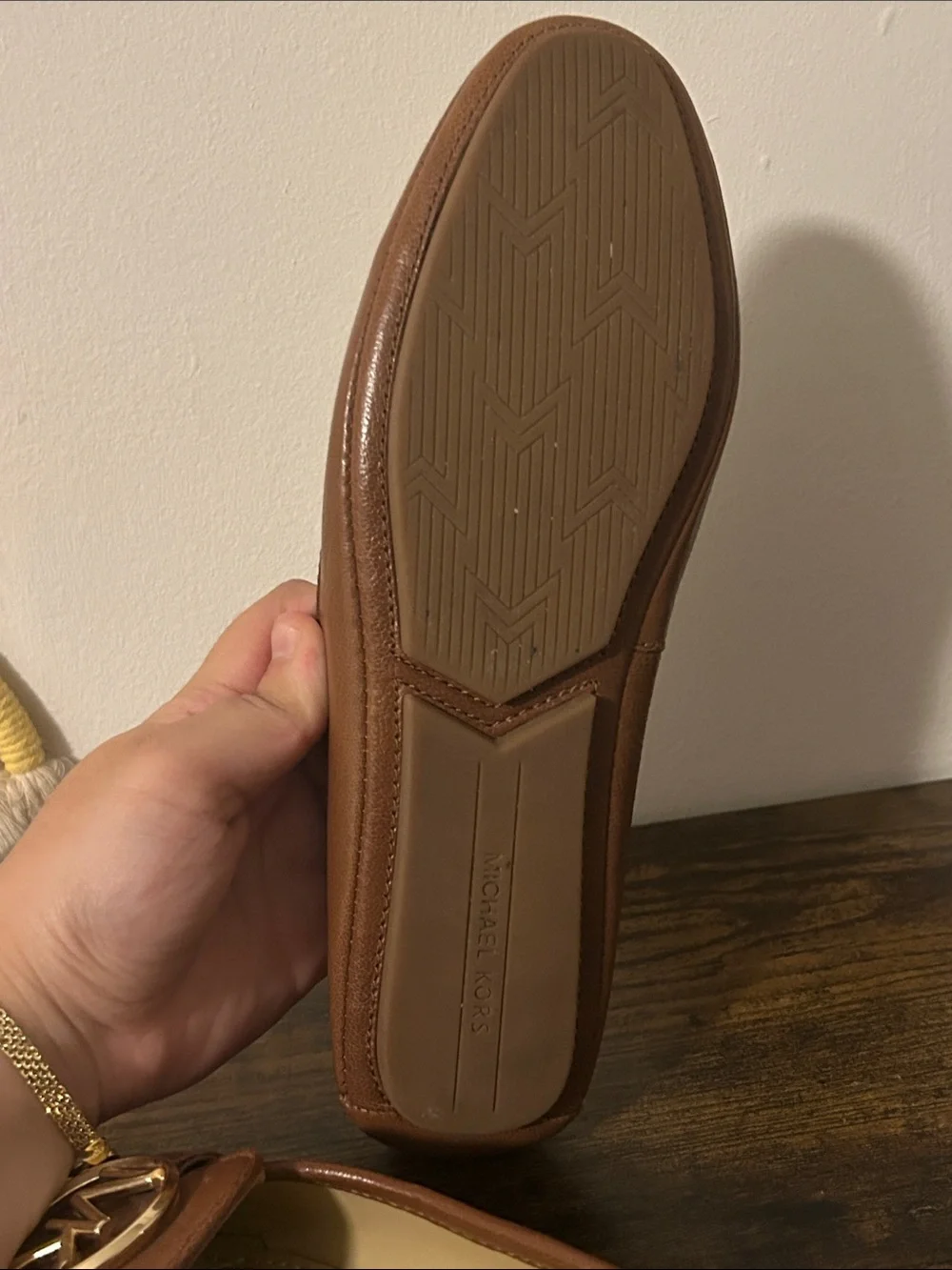 Michael Kors Tan Brown Leather MK Logo Loafers